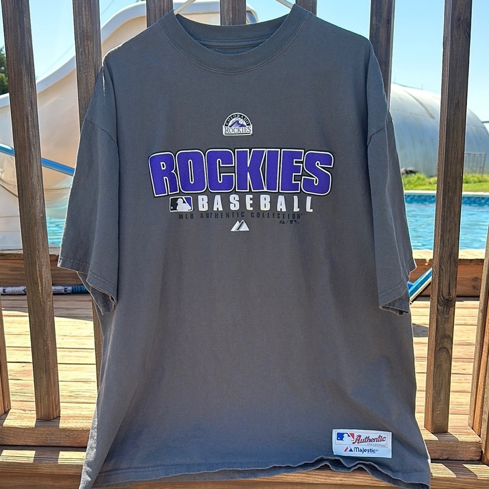 Majestic Rockies Baseball Shirt - Black and Purple - Picture 9 of 10